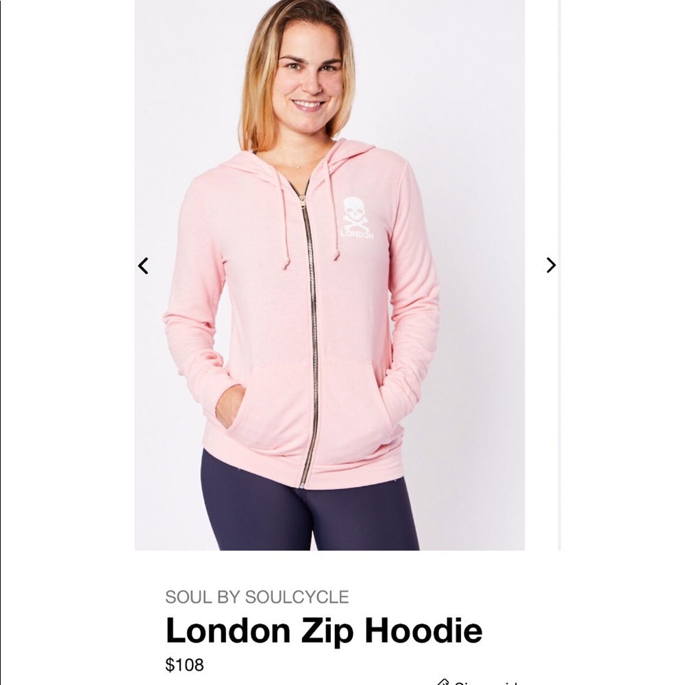 Soulcycle london pink zip hoodie